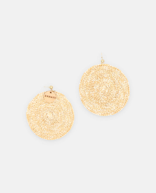 Pendientes PIN de paja Natural -  7cm - Zahati