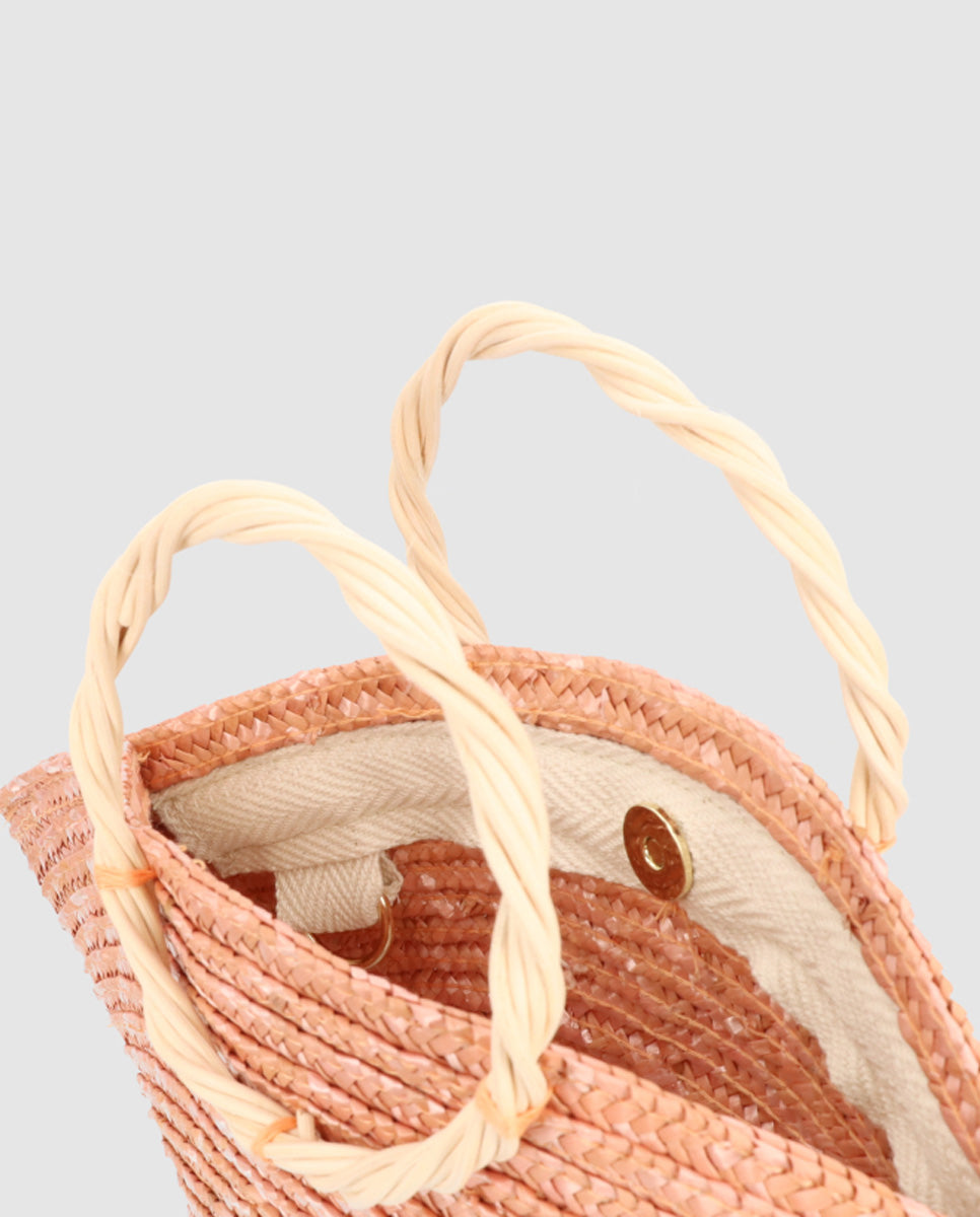 Hatbag Mini bicolor nude de paja de trigo