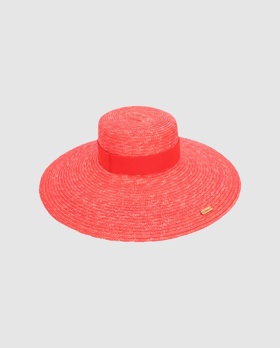 Sombrero de paja Cuchi ala L rojo