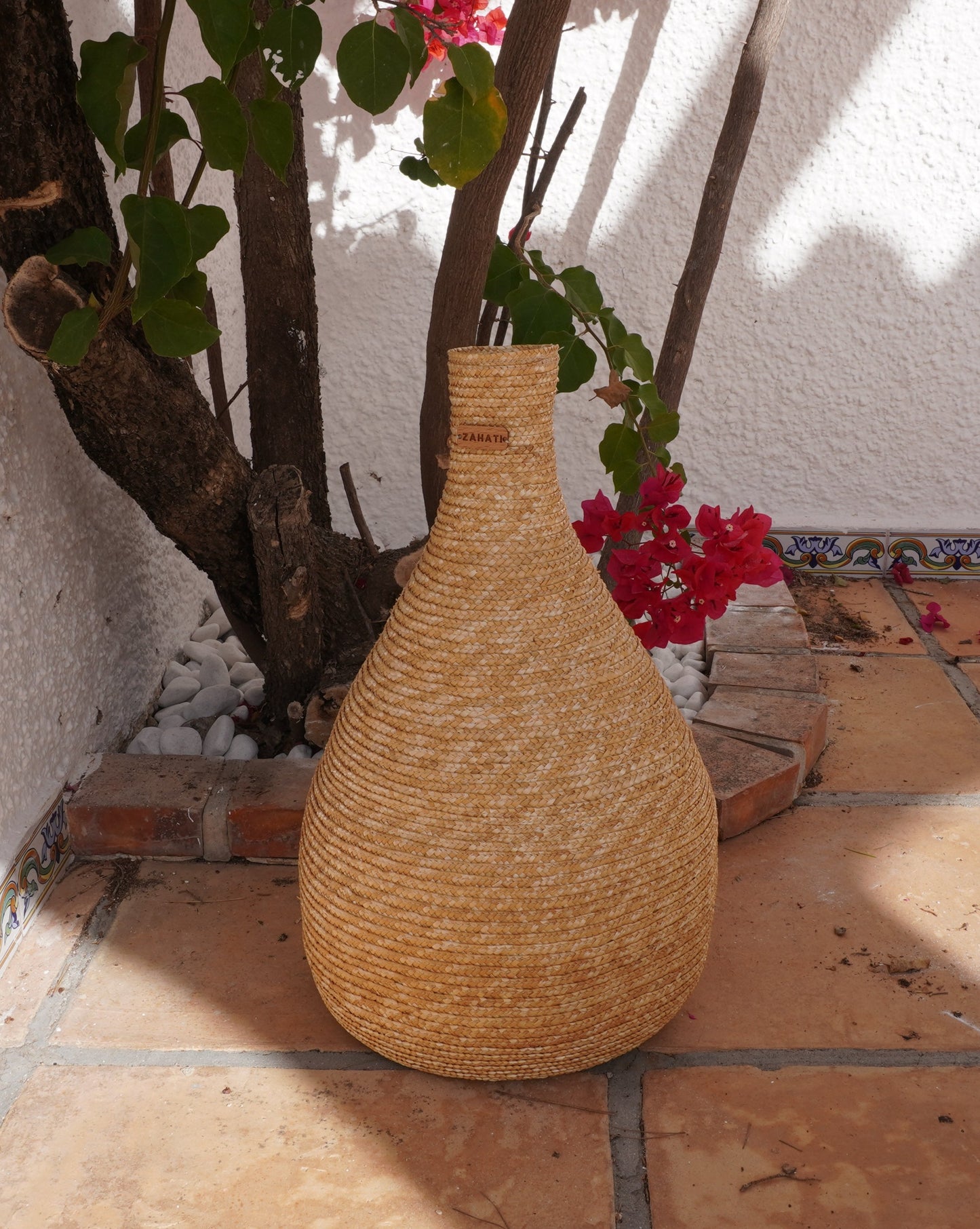 jarron Damajuana de paja natural Guinda - ZAHATI