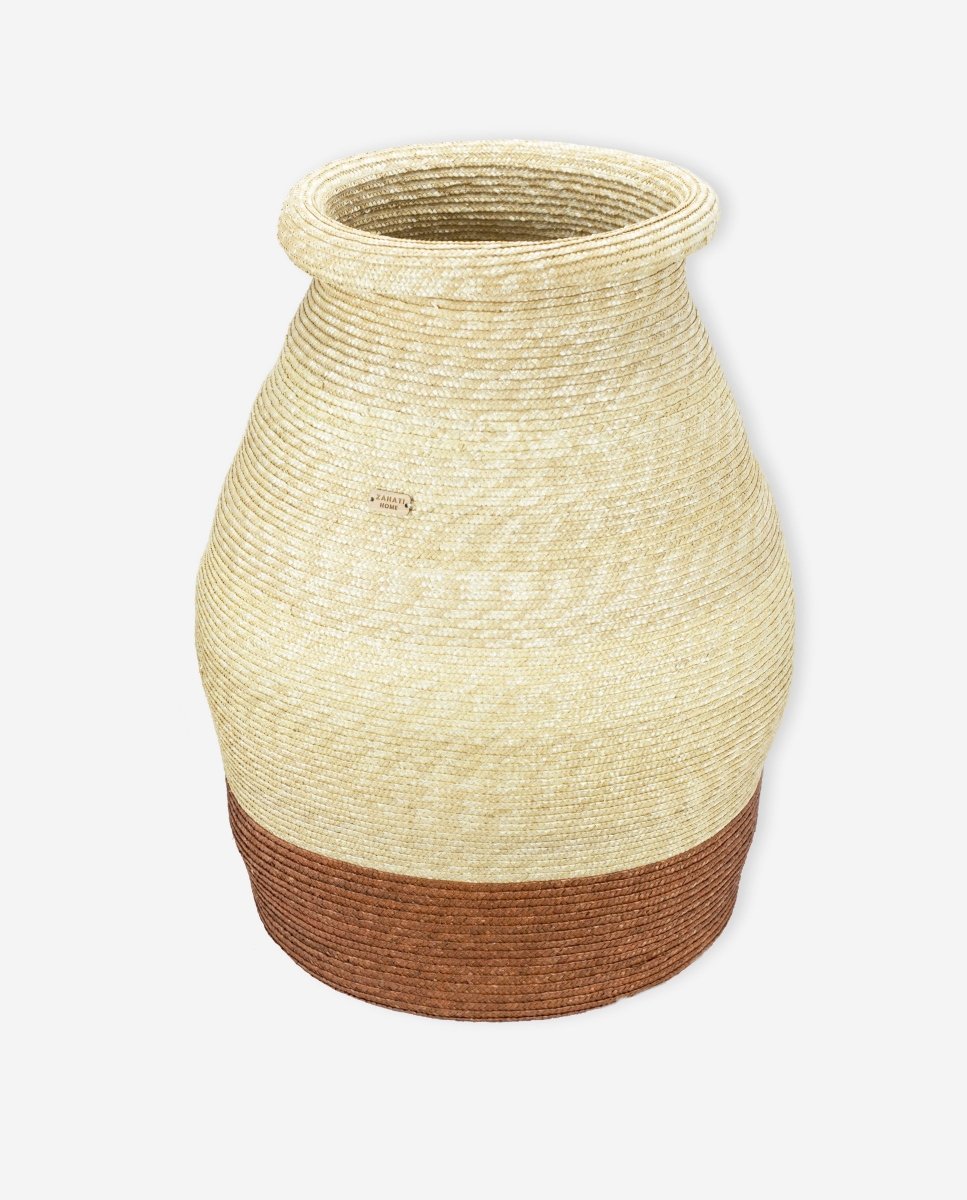 Jarrón de paja natural bicolor - ZAHATI