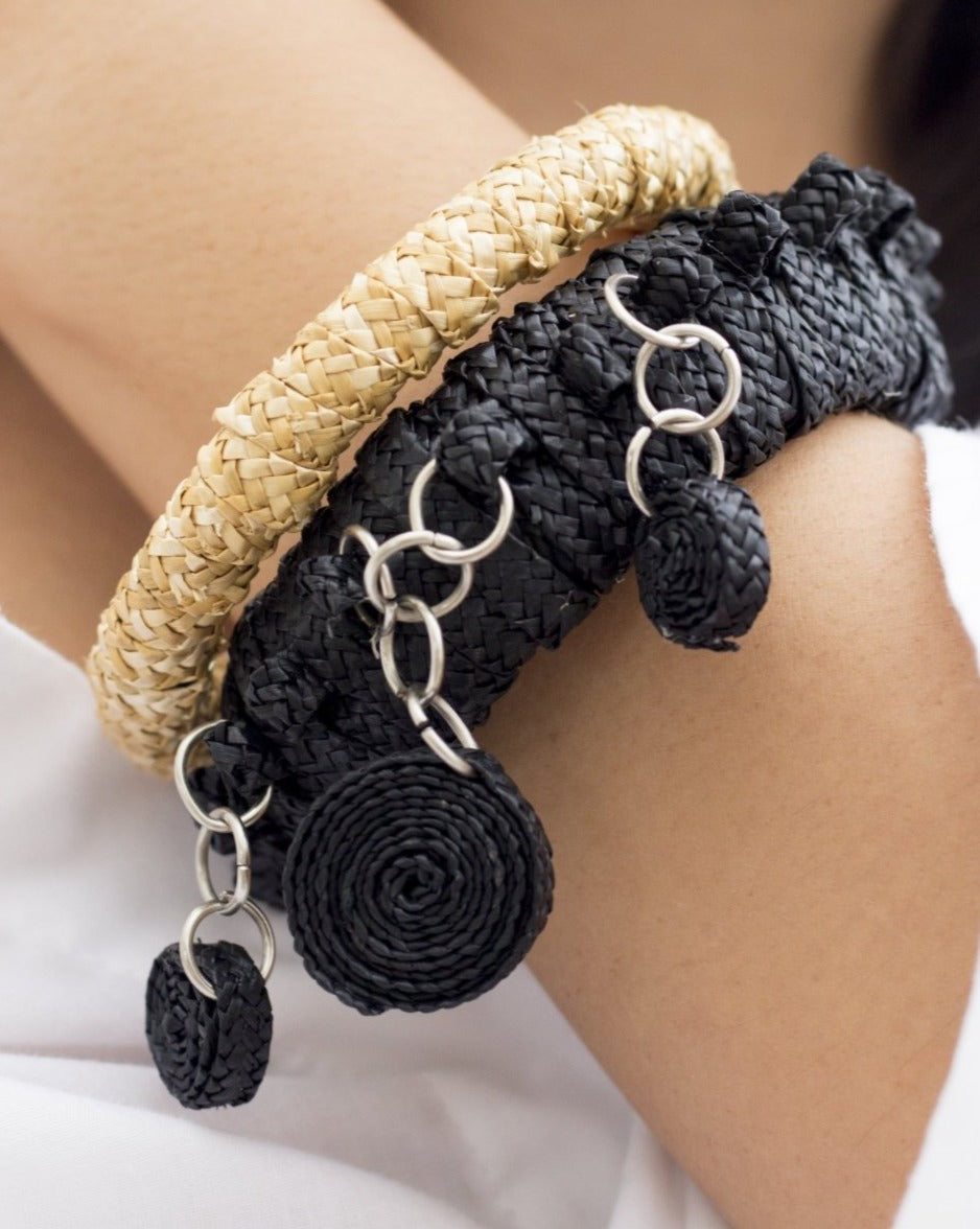 Pulsera Paja Donut negra - ZAHATI