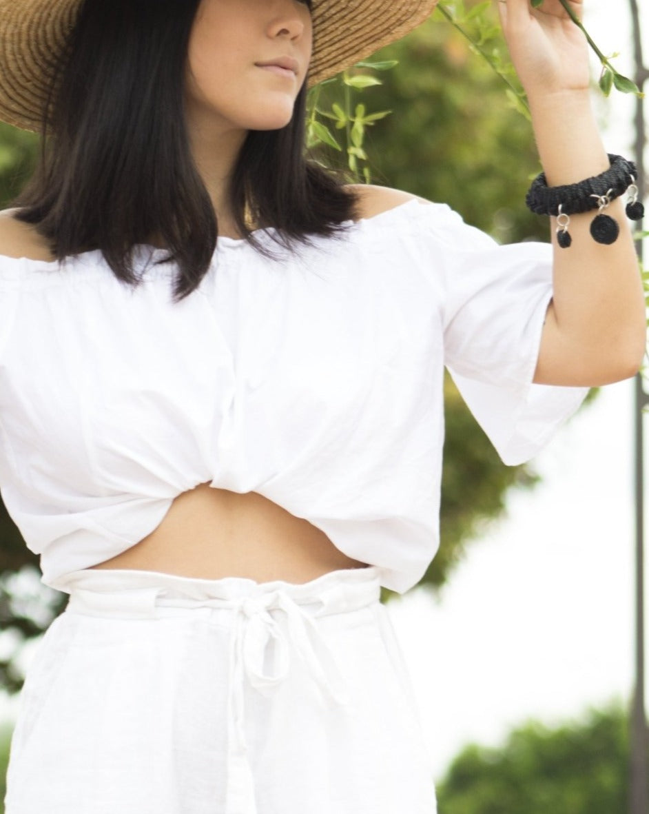 Pulsera Paja Donut negra - ZAHATI