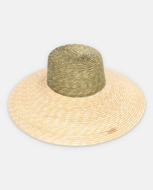 Sombrero de Paja Cuchi bicolor oliva - ZAHATI